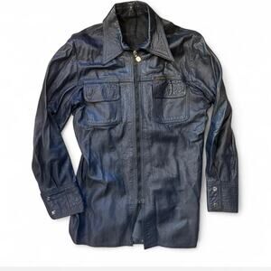 Y2k edgy chic whimsigoth black zip up genuine leather jacket POOR size Small